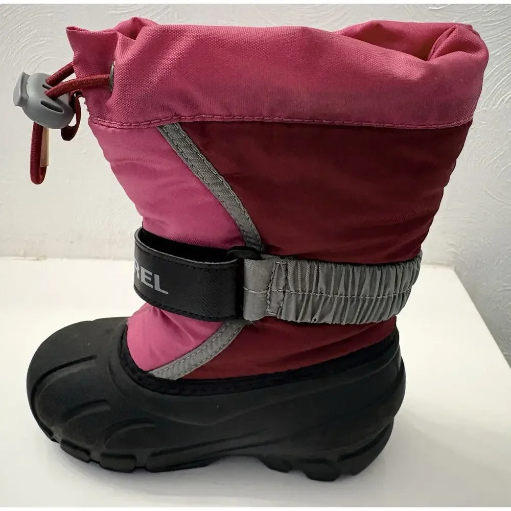 Sorel Flurry Durable Snow Boots Red/Pink Water & Wind Resistant Toddler Kid’s 8